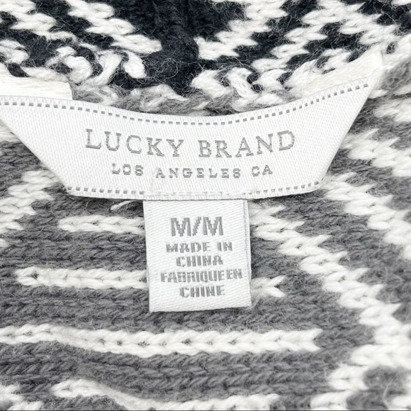 🍀LUCKY BRAND Aztec Intarsia Open Front Cardigan - Picture 6 of 7